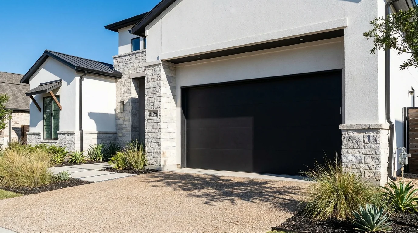 Matte-black contemporary flush door