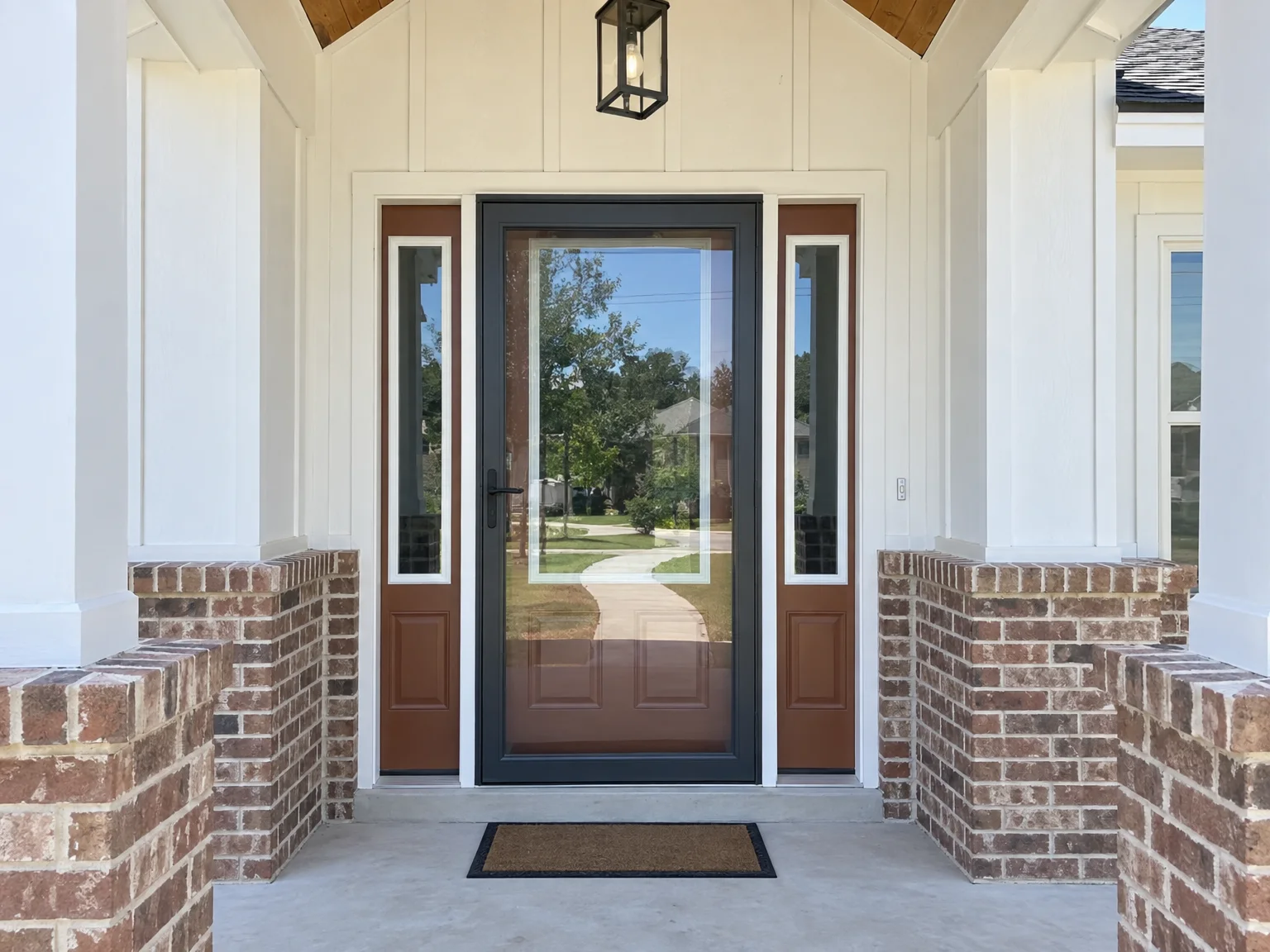 A full-view storm door over a front door